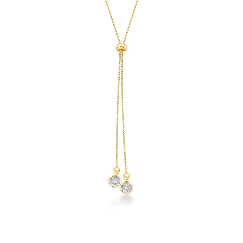 GRAVATINHA PONTOS DE LUZ BANHADO OURO - CRISTAL