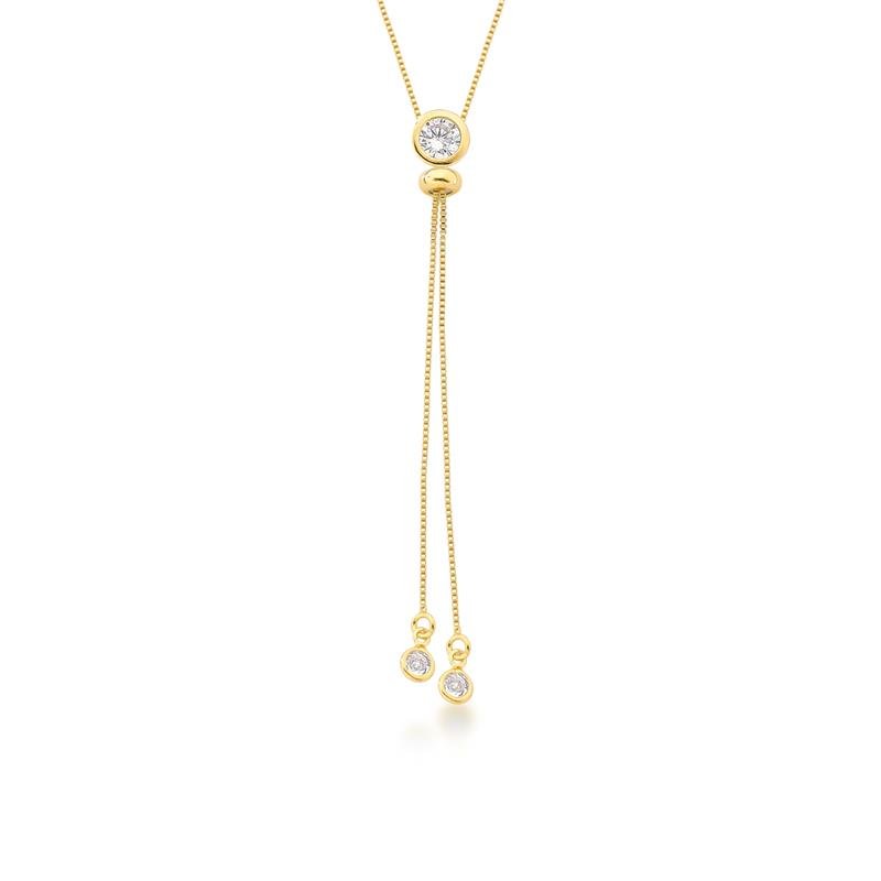 GRAVATINHA ZIRCONIA BANHADO OURO - CRISTAL