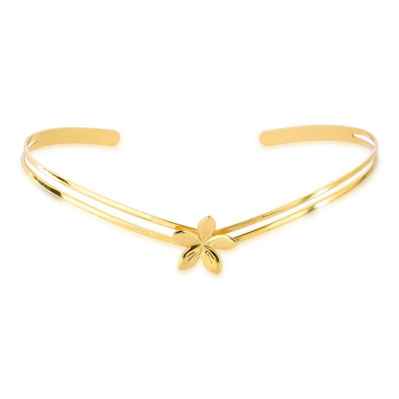 GARGANTILHA ARO FLOR BANHADO OURO - .
