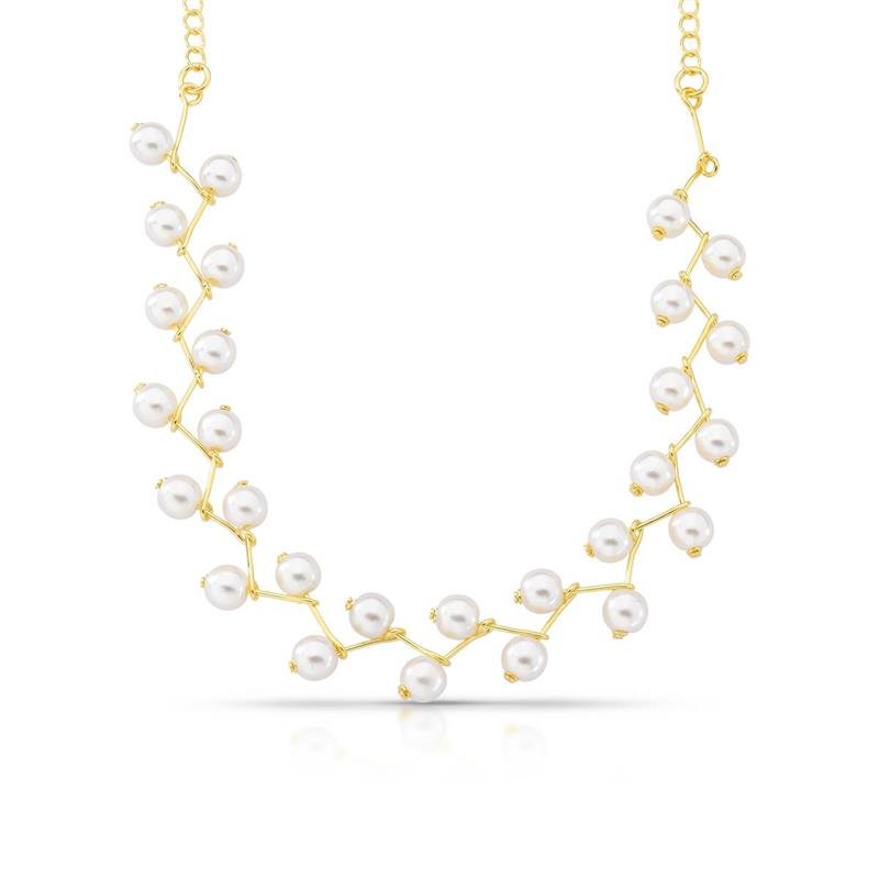 CHOKER PÉROLAS BANHADO OURO - .