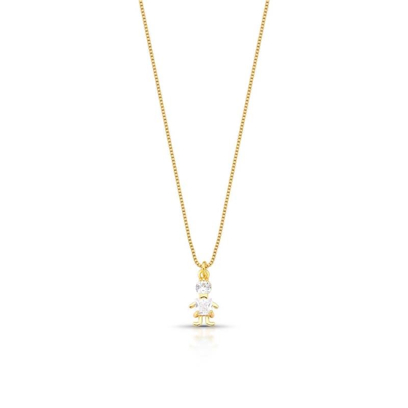 GARGANTILHA MENINO ZIRCONIA BANHADO OURO - CRISTAL