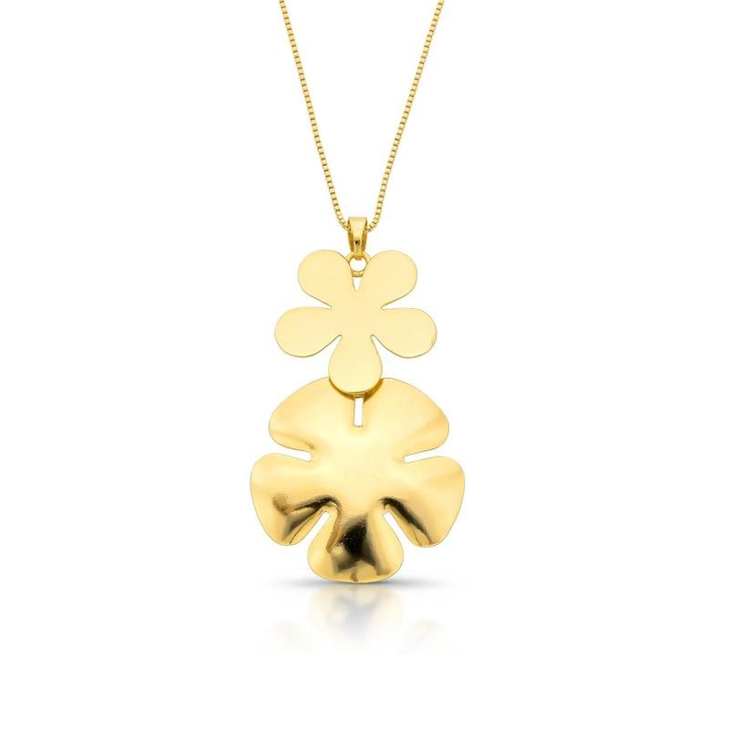 GARGANTILHA FLORES BANHADO OURO - .