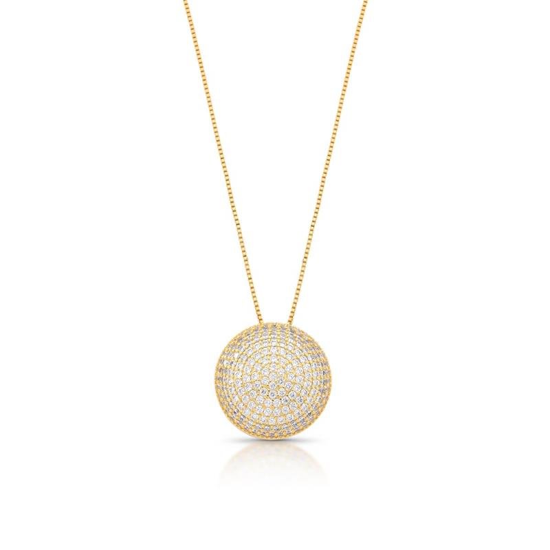 GARGANTILHA CRAVEJADA BANHADO OURO - CRISTAL