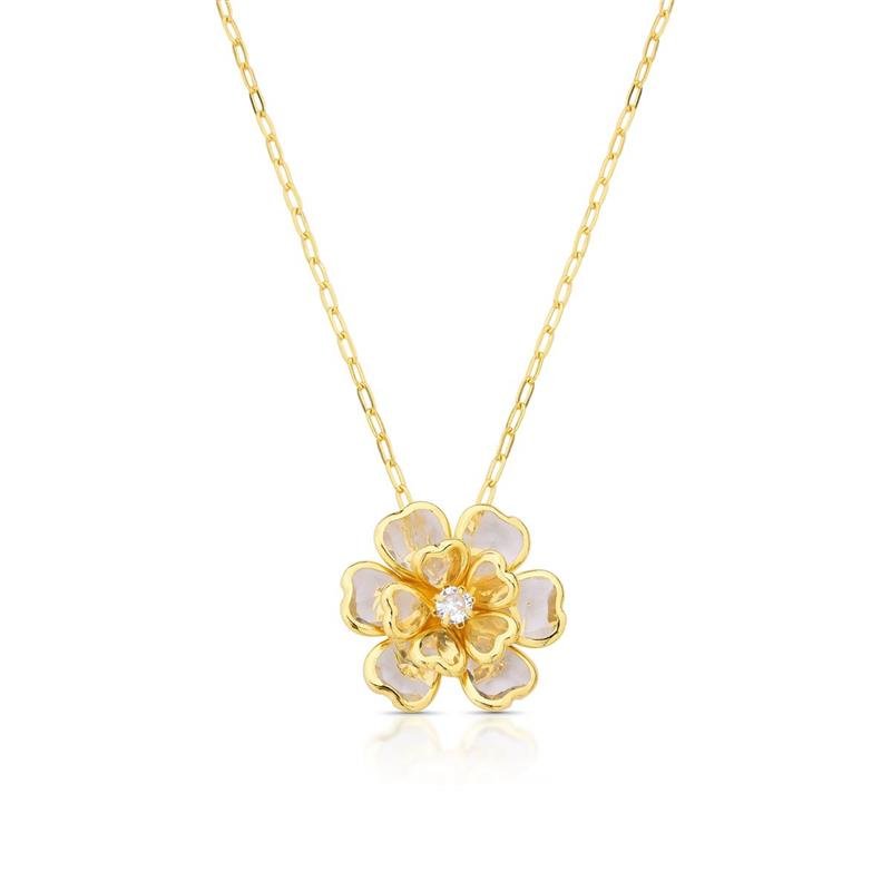 COLAR FLOR BANHADO OURO - CRISTAL