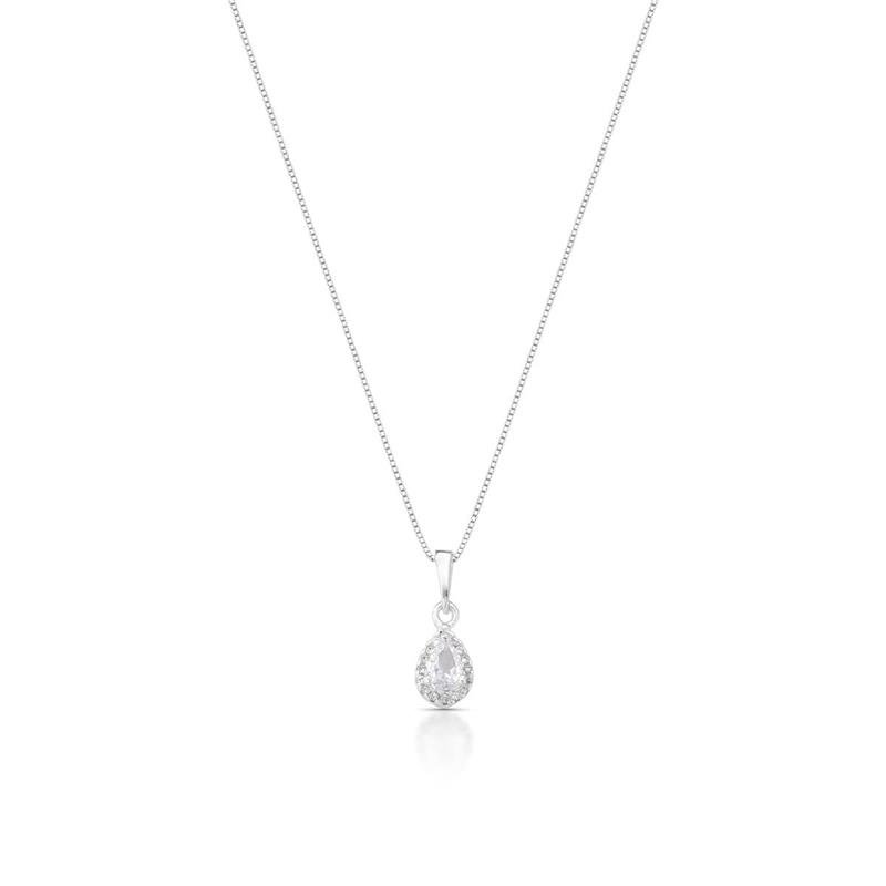 GARGANTILHA GOTINHA CRAVEJADA PRATA 925 - CRISTAL