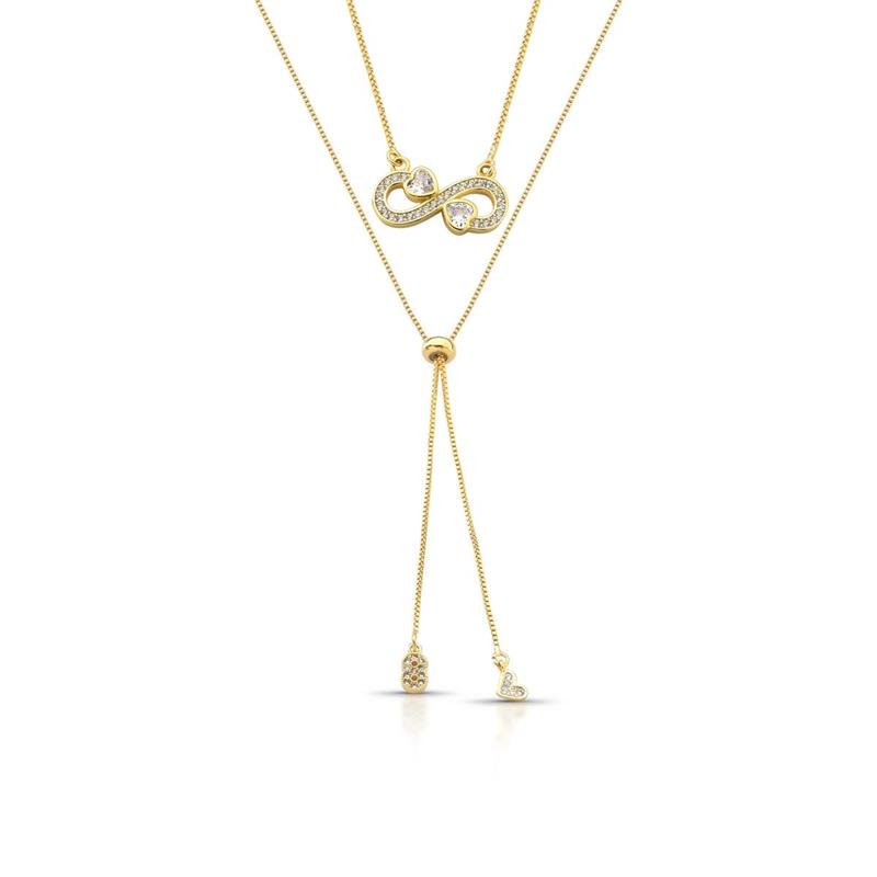 GARGANTILHA AAMOR INFINITO BANHADO OURO - CRISTAL