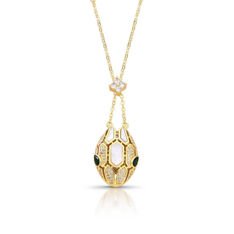 GARGANTILHA COBRA BANHADO OURO - VERDE/CRISTAL