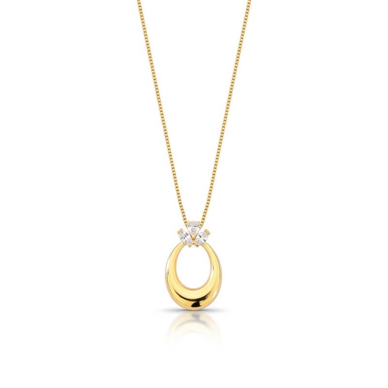 GARGANTILHA CRAVEJADA BANHADO OURO - CRISTAL