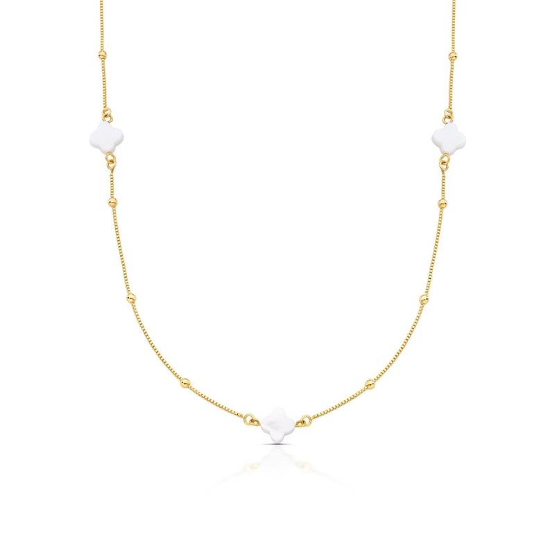 COLAR FLORES BANHADO OURO - .