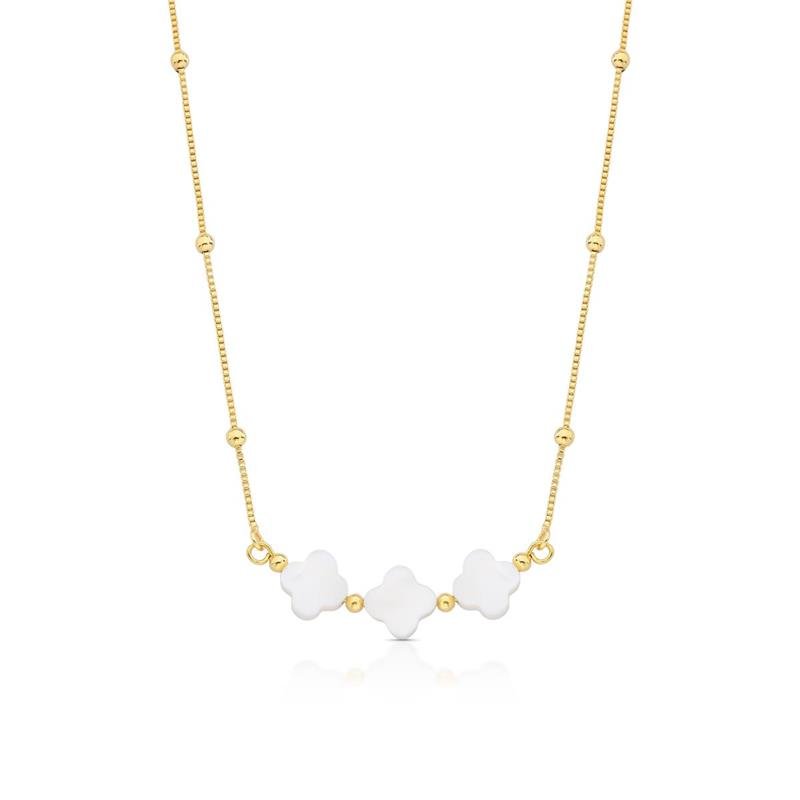 GARGANTILHA FLOR BANHADO OURO - .
