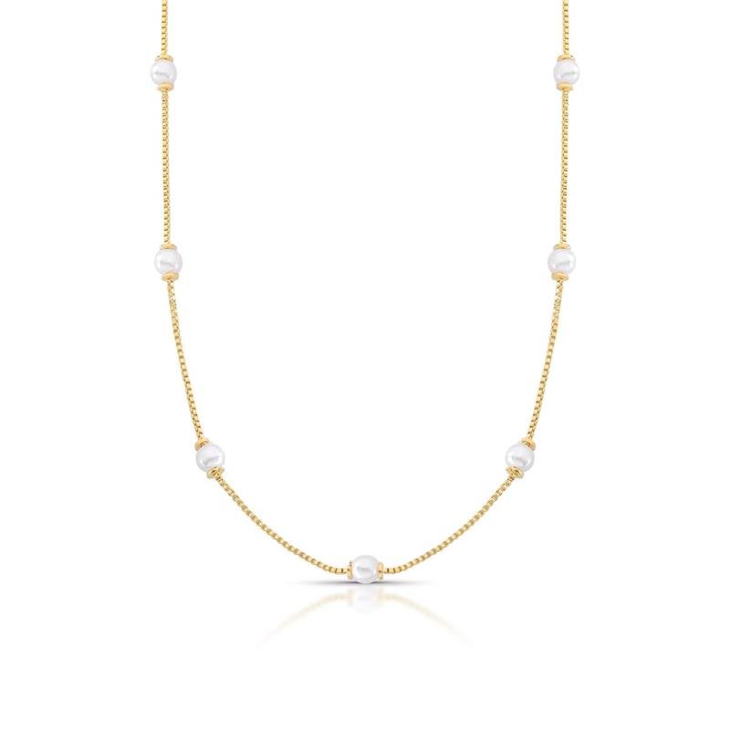 CHOKER PÉROLAS BANHADO OURO - .