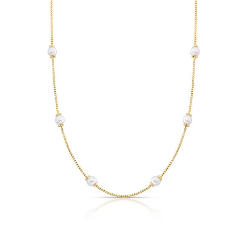 COLAR PÉROLAS BANHADO OURO - .