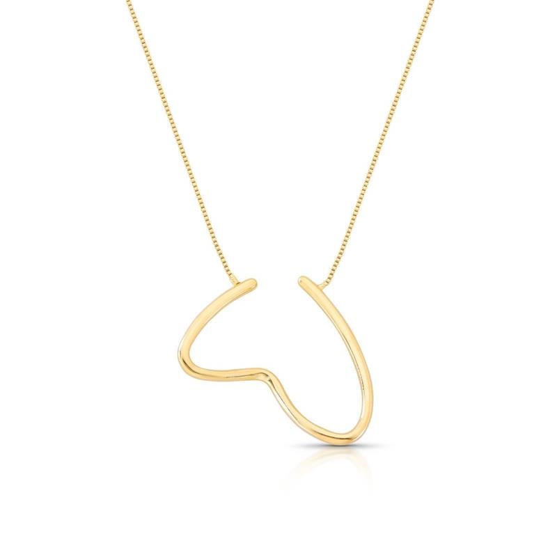 GARGANTILHA CORAÇÃO ESTILIZADO BANHADO OURO - .