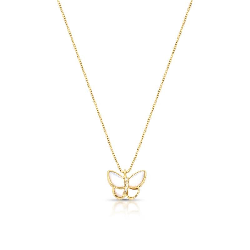 GARGANTILHA BORBOLETA BANHADO OURO - CRISTAL