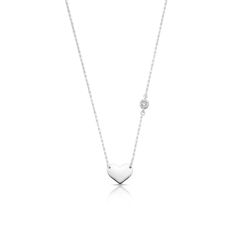 GARGANTILHA CORAÇÃO PRATA 925 - CRISTAL