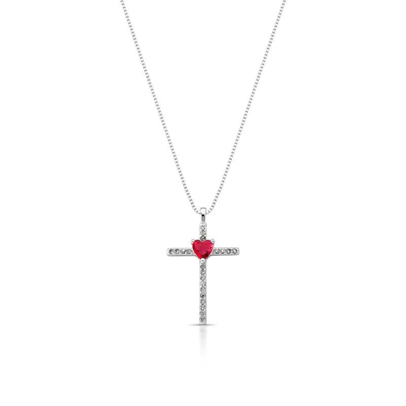 COLAR CRUZ PRATA 925 - MARSALA/CRISTAL