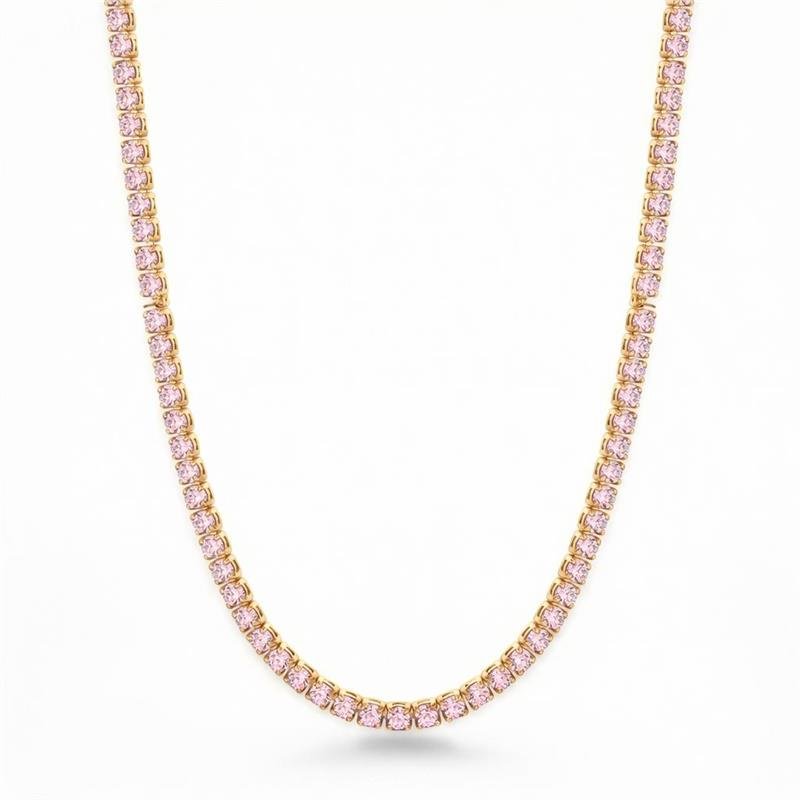 CHOKER RIVIERA 3MM BANHADO OURO - ROSA