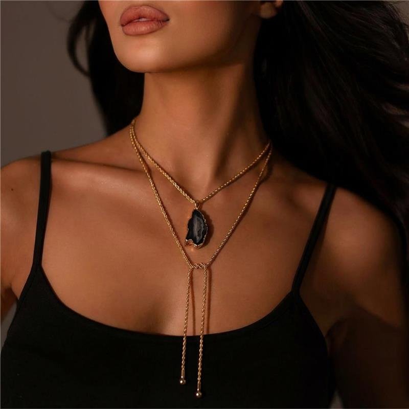 GARGANTILHA ÁGATA BANHADO OURO