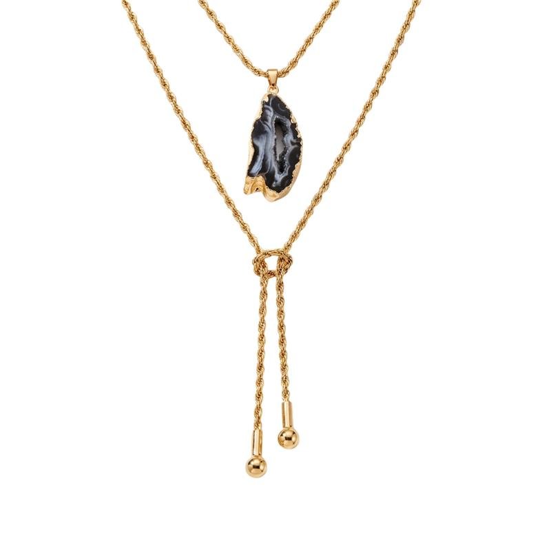 GARGANTILHA ÁGATA BANHADO OURO - ÁGATA