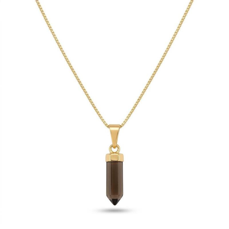 GARGANTILHA PEDRA TUBINHO BANHADO OURO - FUMÊ