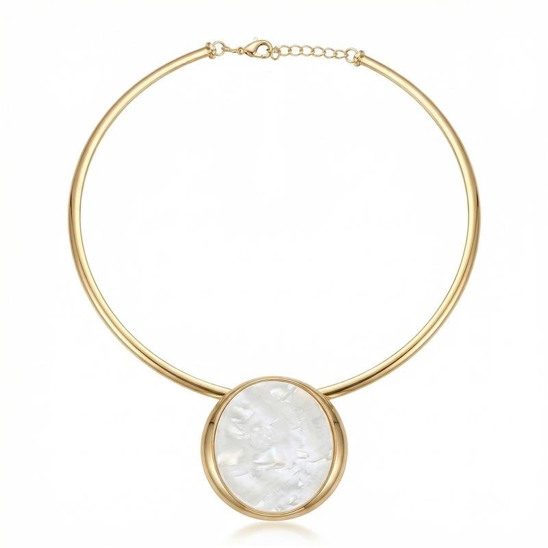 GARGANTILHA ARO PENDULO BANHADO OURO - BRANCO