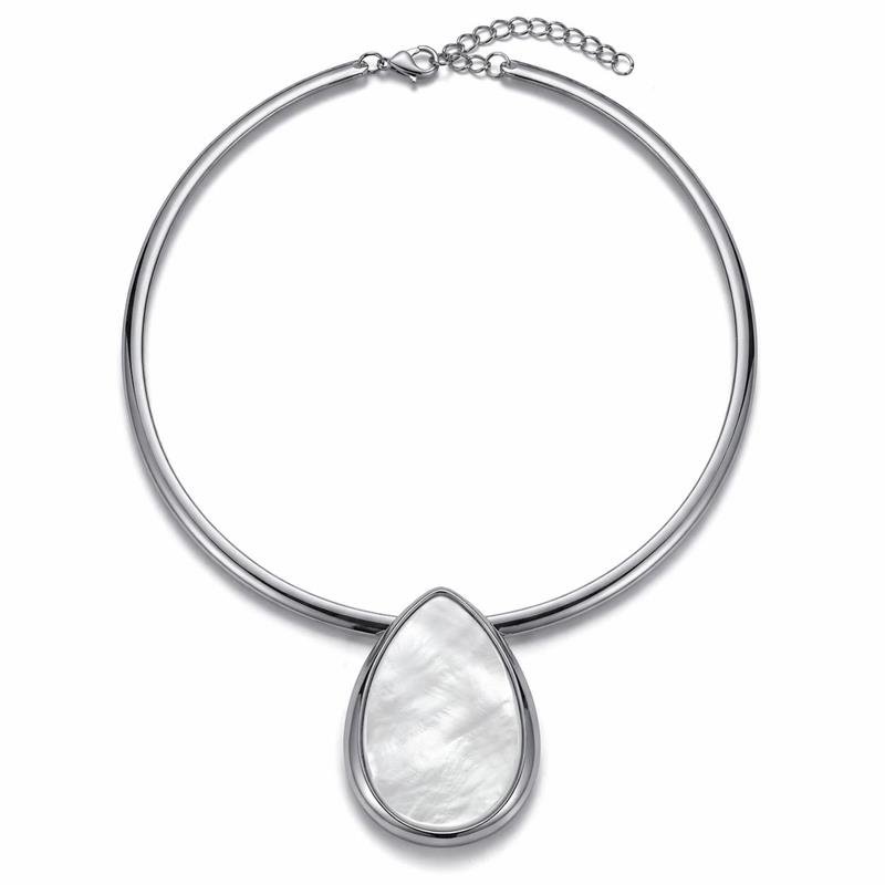 GARGANTILHA ARO GOTA BANHADO RÓDIO - BRANCO