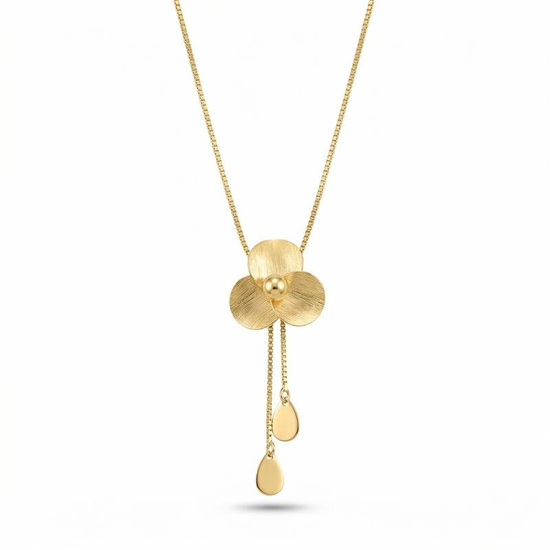 GARGANTILHA FLOR BANHADO OURO - .