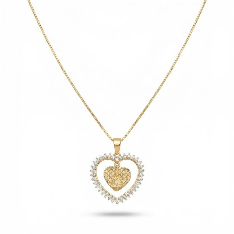 GARGANTILHA NOSSA SRA APARECIDA BANHADO OURO - CRISTAL