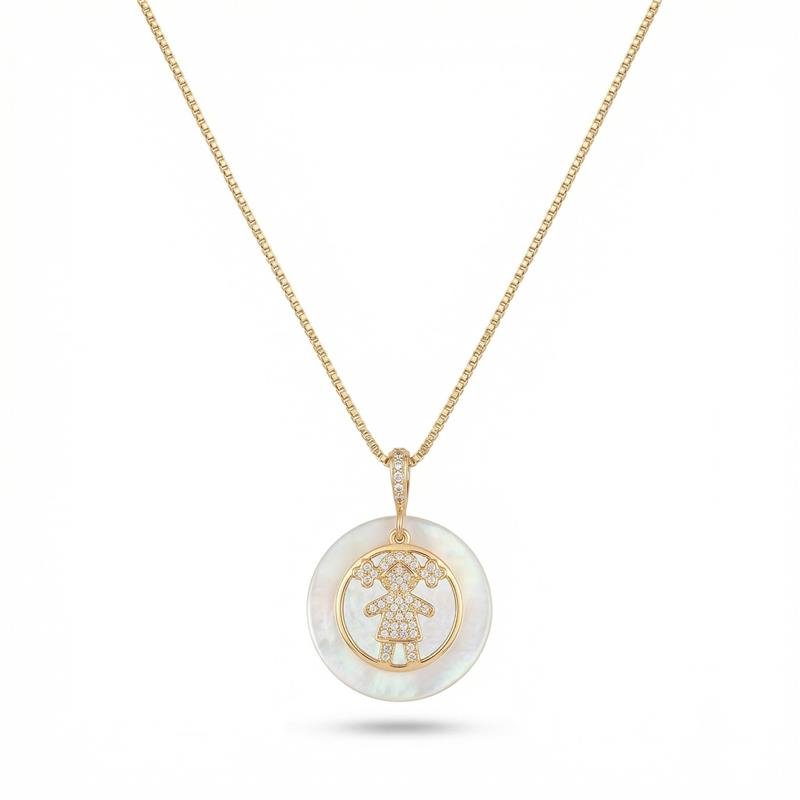 GARGANTILHA MENINA BANHADO OURO - CRISTAL