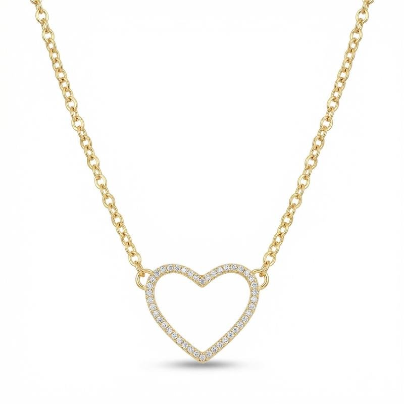 GARGANTILHA CORAÇÃO CRAVEJADO BANHADO OURO - CRISTAL