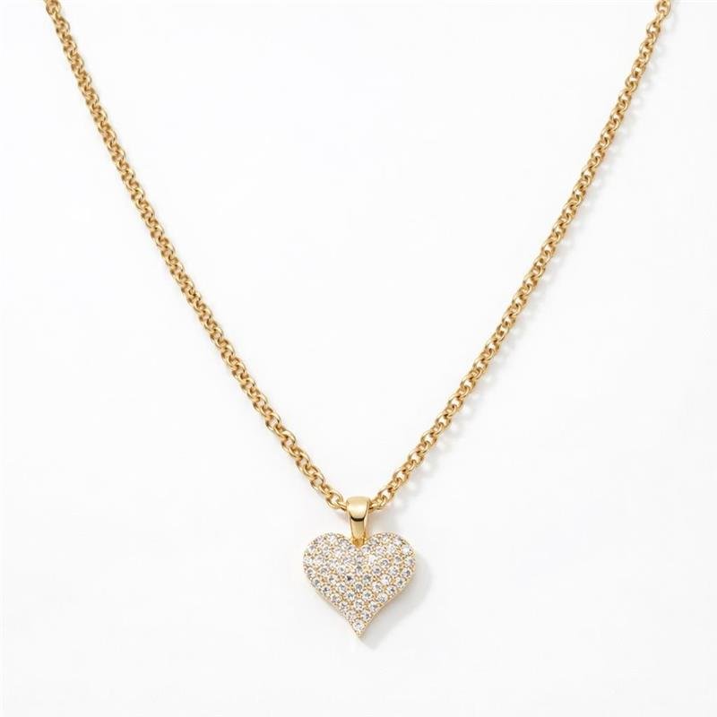 GARGANTILHA CORAÇÃO CRAVEJADO BANHADO OURO - CRISTAL