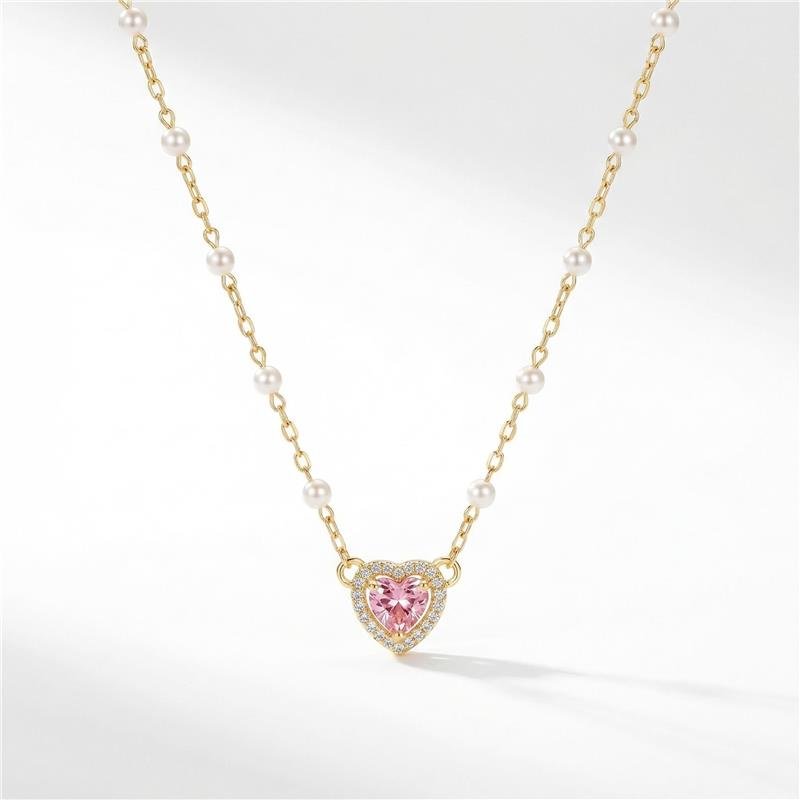 GARGANTILHA CORAÇÃO BANHADO OURO - ROSA