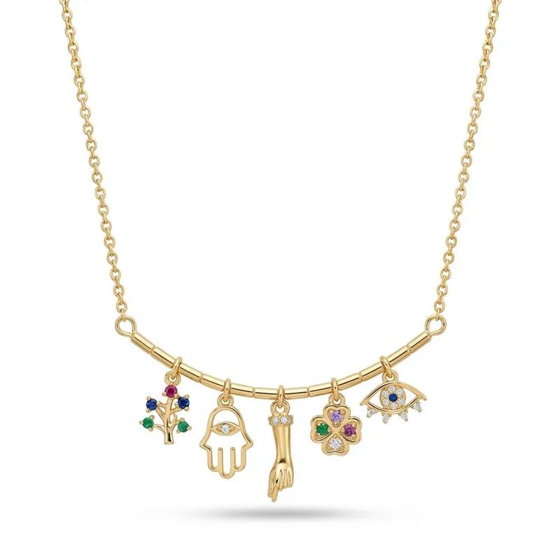 GARGANTILHA PROTEÇÃO BANHADO OURO - COLORIDO