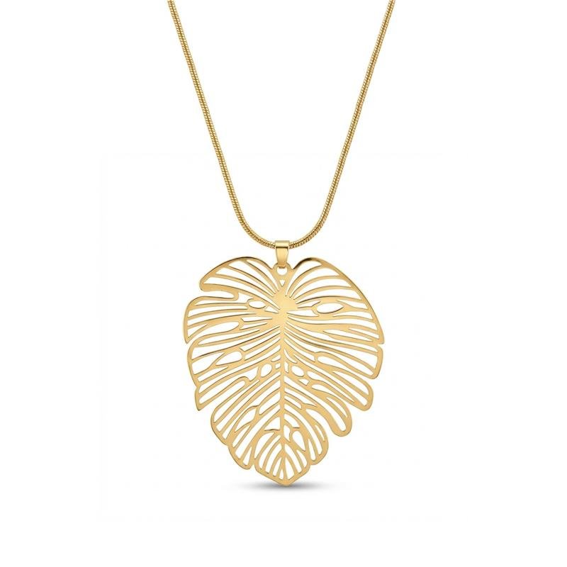 COLAR FOLHA BANHADO OURO - .
