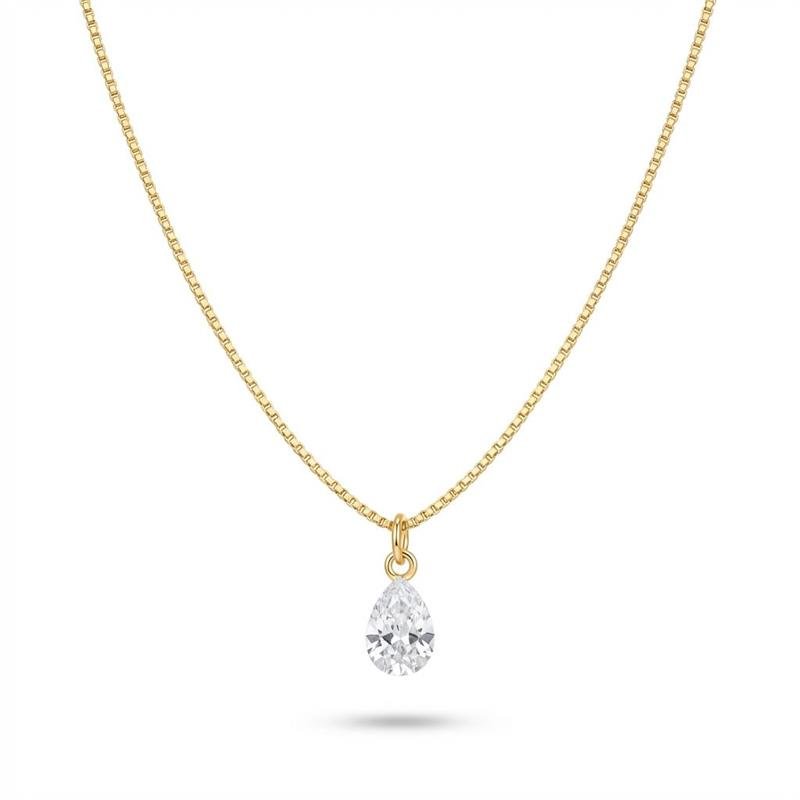 GARGANTILHA GOTA 6MM PONTO DE LUZ BANHADO OURO - CRISTAL