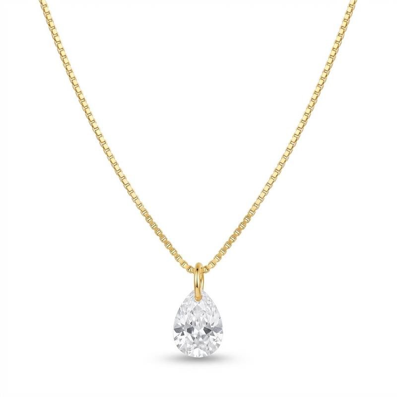 GARGANTILHA GOTA 8MM PONTO DE LUZ BANHADO OURO - CRISTAL