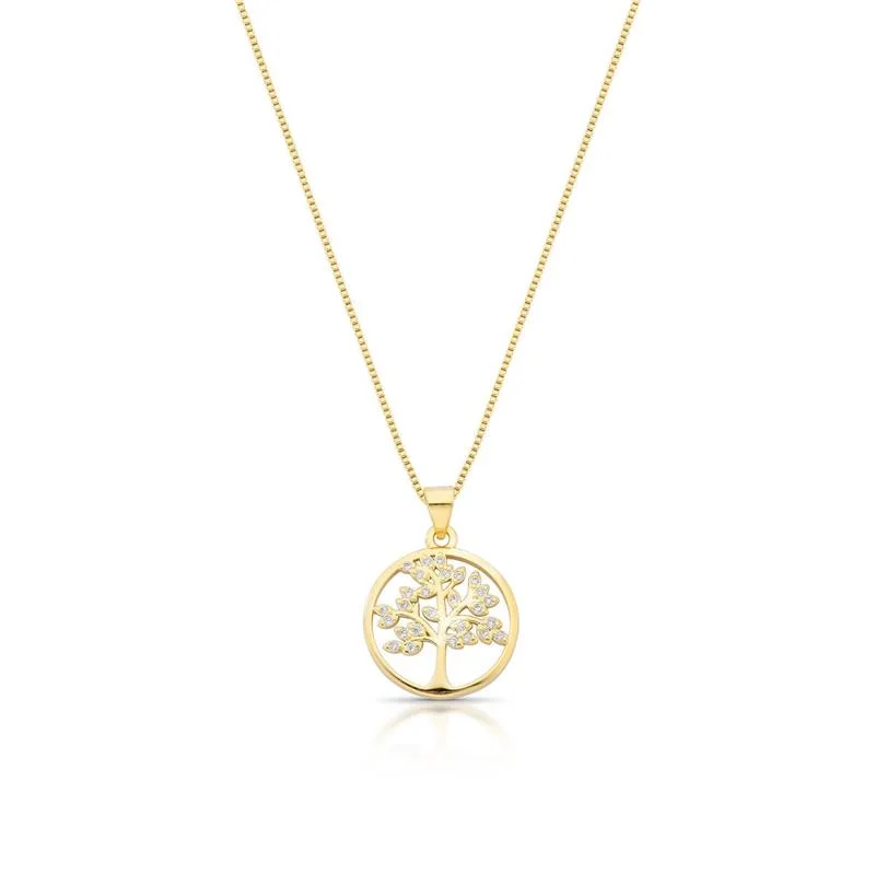 GARGANTILHA ÁRVORE D VIDA BANHADO OURO - CRISTAL