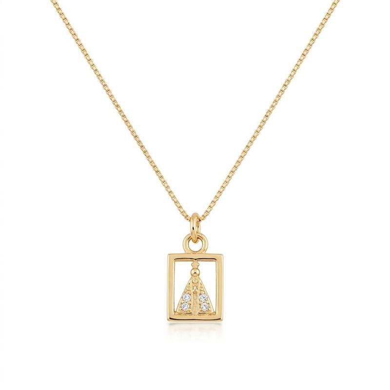 GARGANTILHA NOSSA SRA APARECIDA BANHADO OURO - CRISTAL