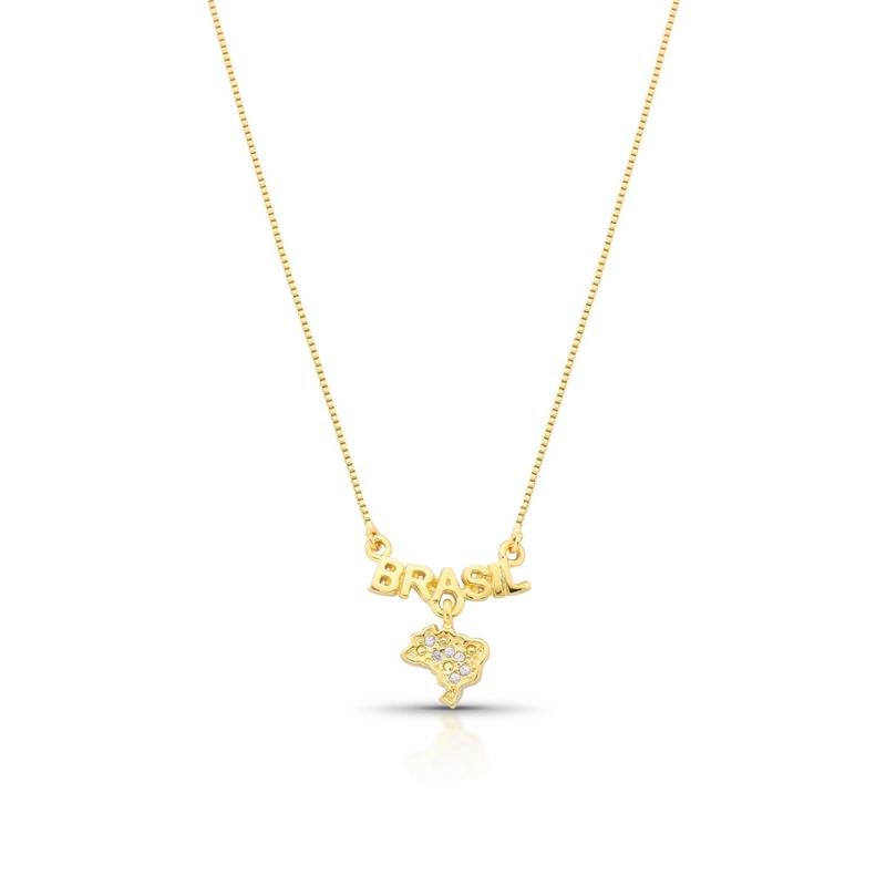 GARGANTILHA BRASIL BANHADO OURO - CRISTAL