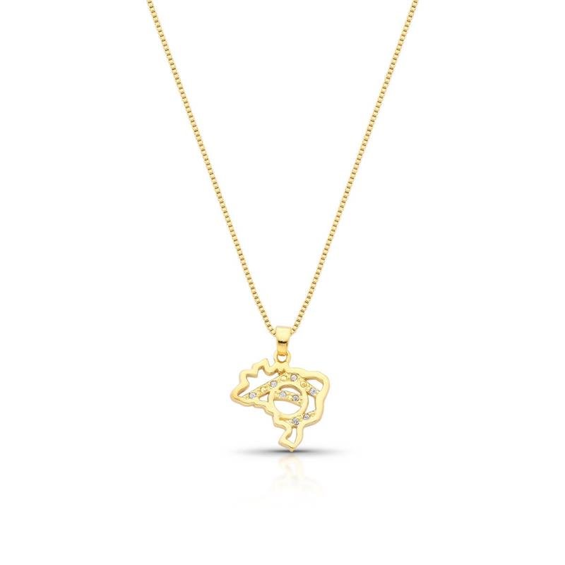 GARGANTILHA BRASIL BANHADO OURO - CRISTAL