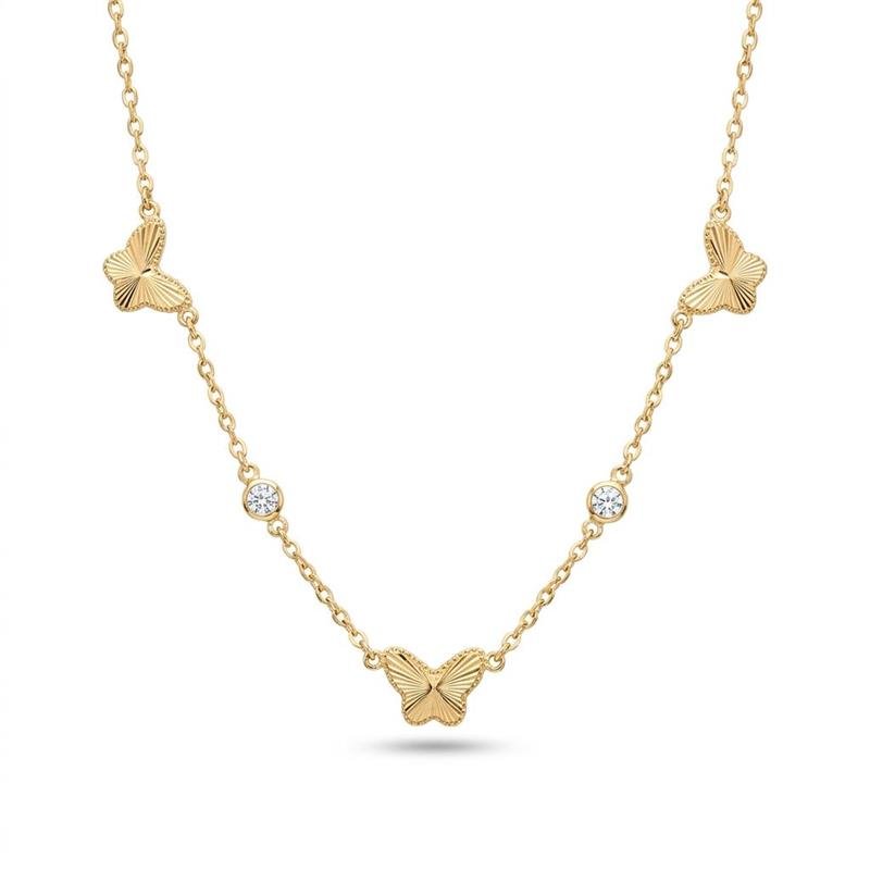 GARGANTILHA BORBOLETAS BANHADO OURO - CRISTAL