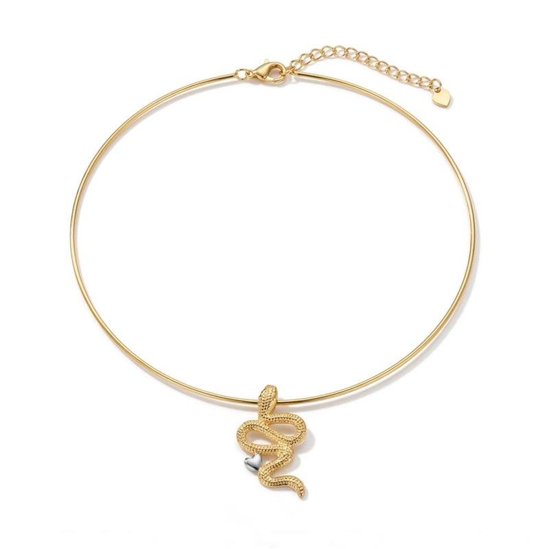 GARGANTILHA ARO SERPENTE BANHADO OURO - APLICAÇÃO DE RÓDIO