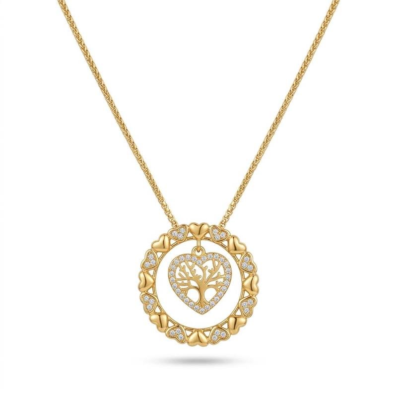 GARGANTILHA CORAÇÕES BANHADO OURO - CRISTAL