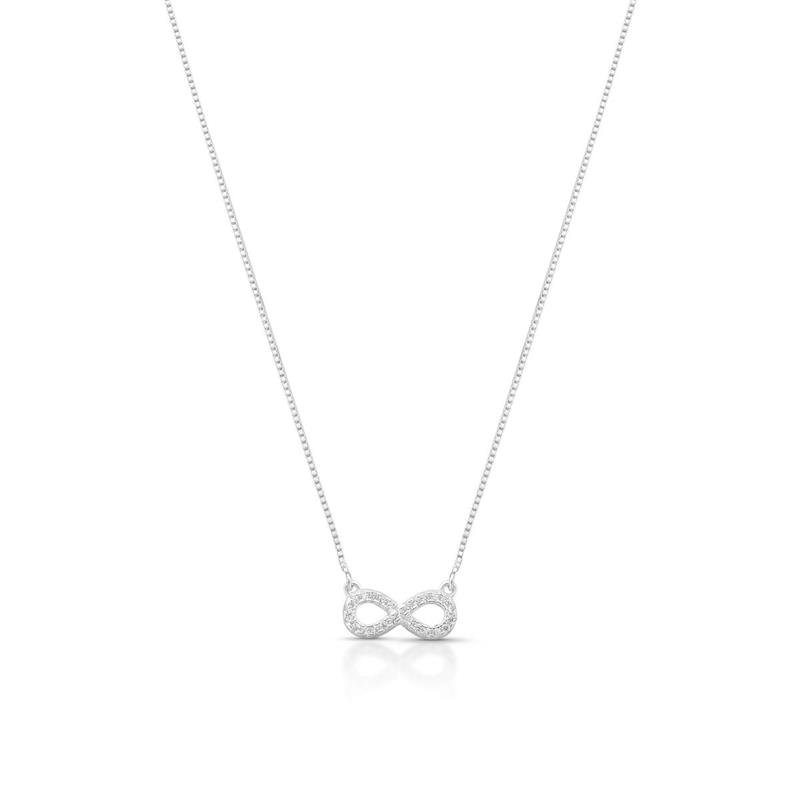 GARGANTILHA INFINITO CRAVEJADO PRATA 925 - CRISTAL
