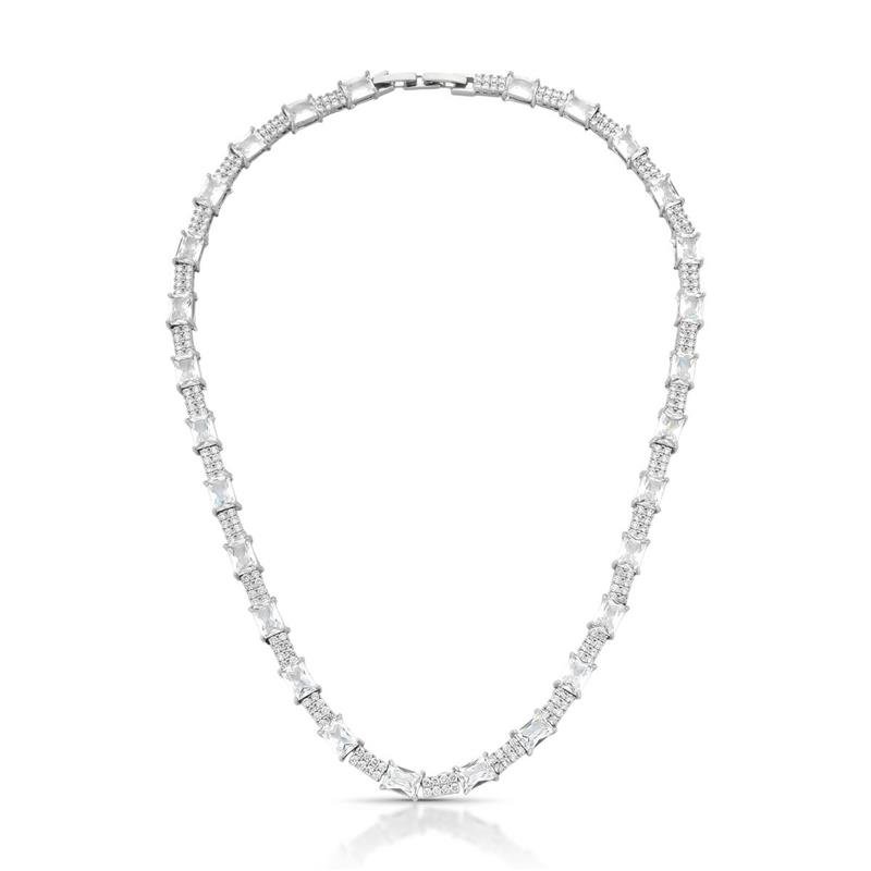 GARGANTILHA CRAVEJADA BANHADO RÓDIO - CRISTAL