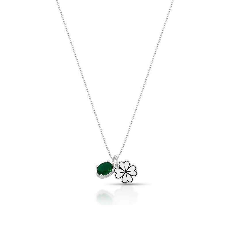 GARGANTILHA TREVO PRATA 925 - VERDE