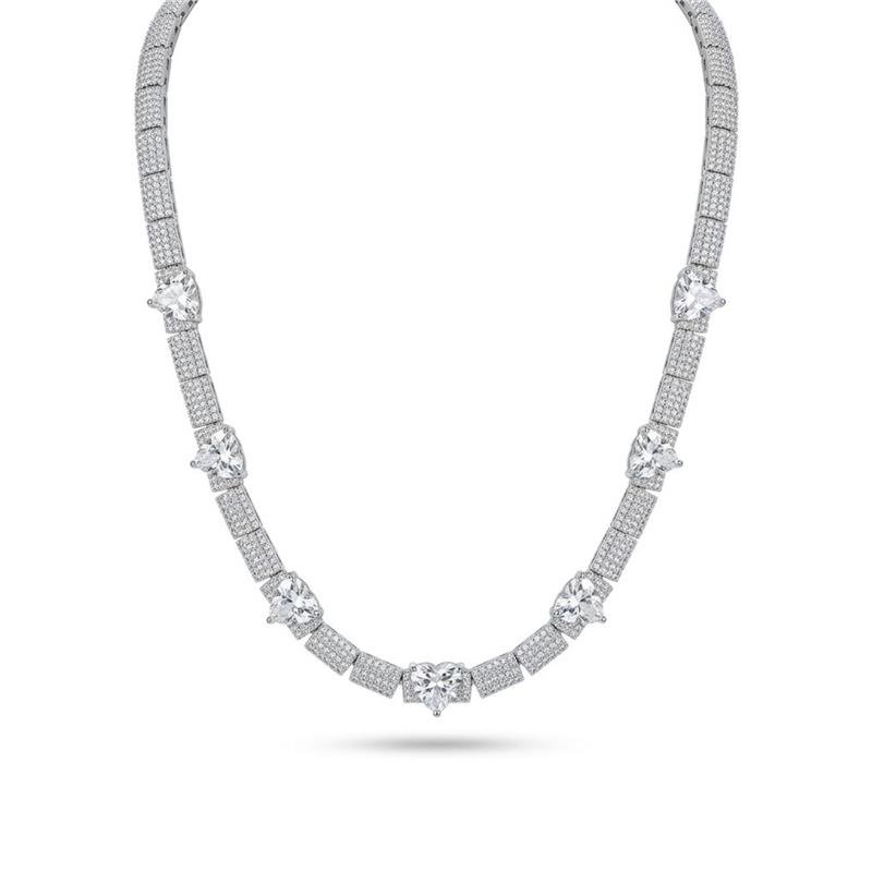 GARGANTILHA CRAVEJADA BANHADO RÓDIO - CRISTAL