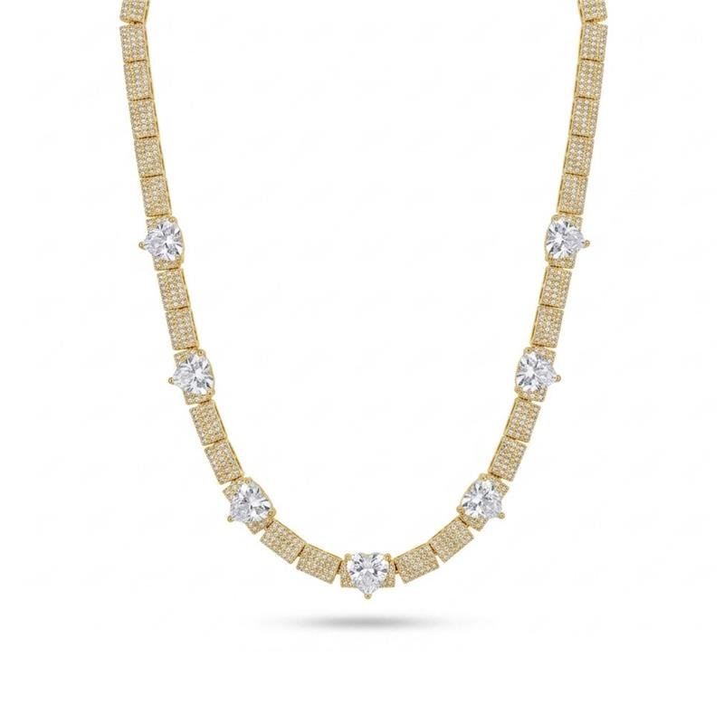 GARGANTILHA CRAVEJADA BANHADO OURO - CRISTAL
