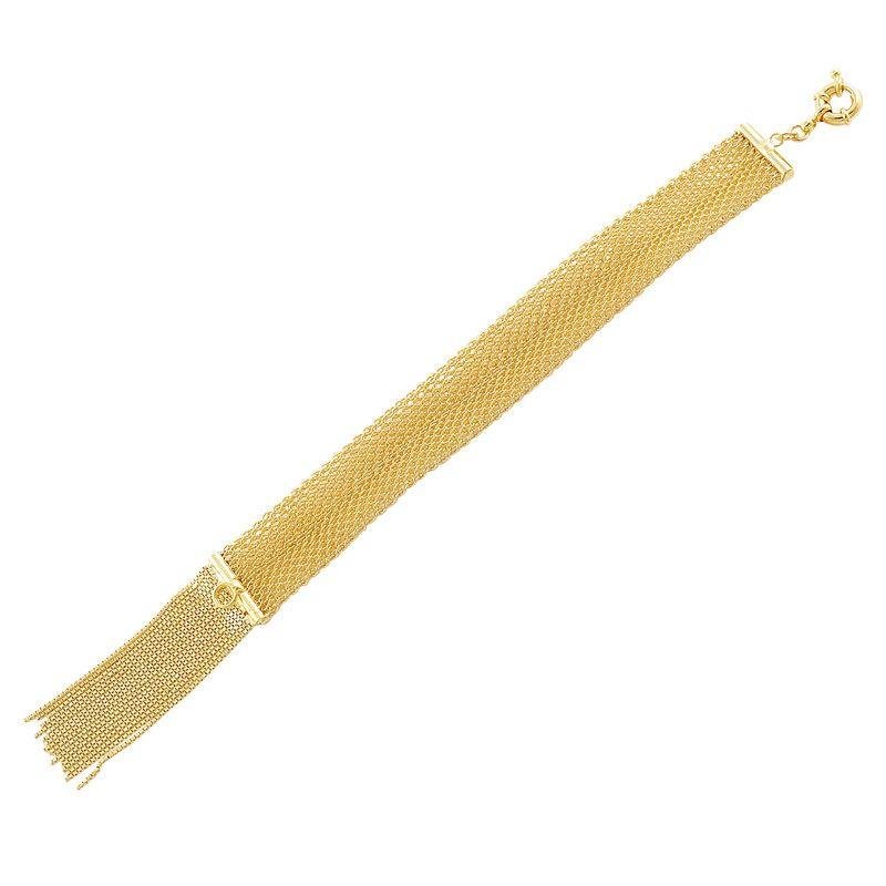 PULSEIRA MALHA COM FRANJA FOLHEADA OURO