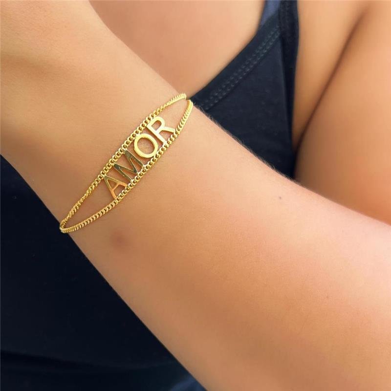 PULSEIRA AMOR FOLHEADO OURO